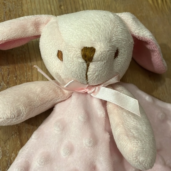 Baby Bunny Security Blanket Lovey Pro Goleem Pink Satin Minky Dot Popcorn - Picture 3 of 6